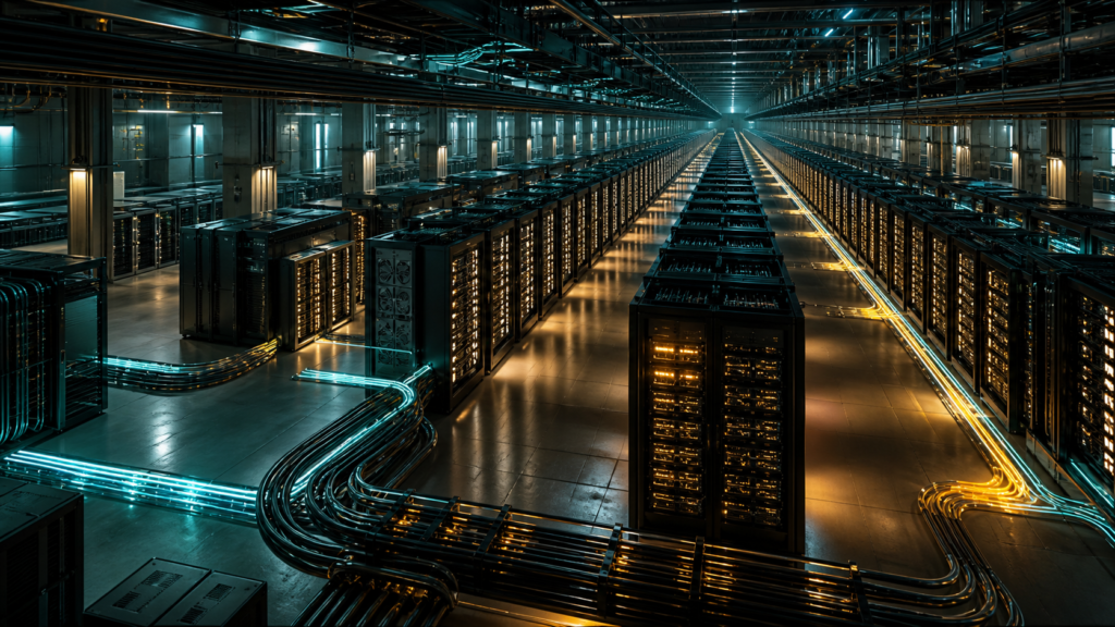 AI 데이터센터와 GPU 서버 인프라를 상징하는 이미지